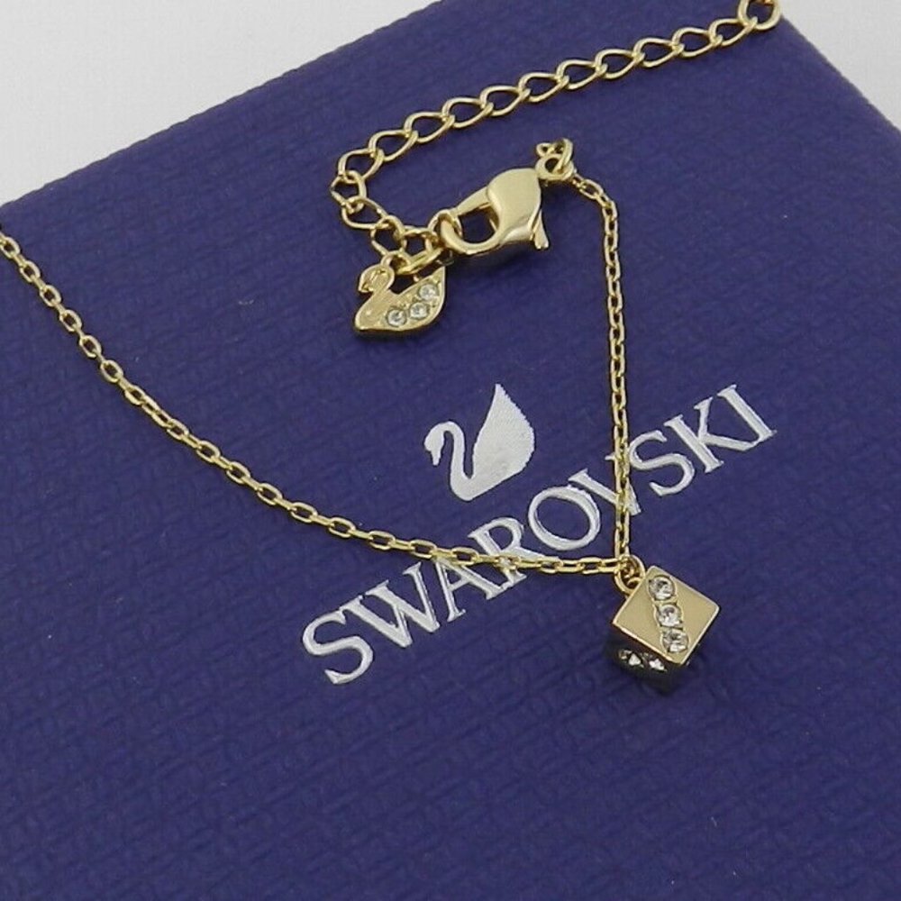 Swarovski Crystal Jewelry Pendant DICE, Gold Tone 5523560